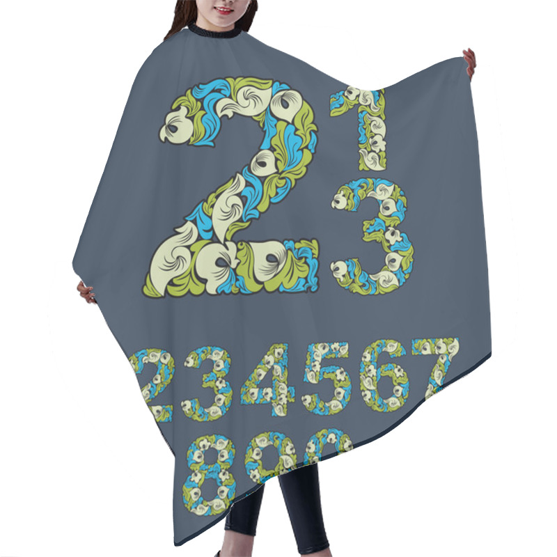 Personality  Floral Numbers With Abstract Pattern Hair Cutting Cape