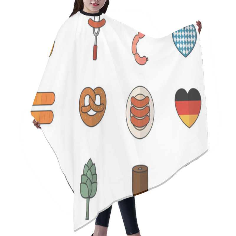 Personality  Isolated Set October Fest Icons Hair Cutting Cape