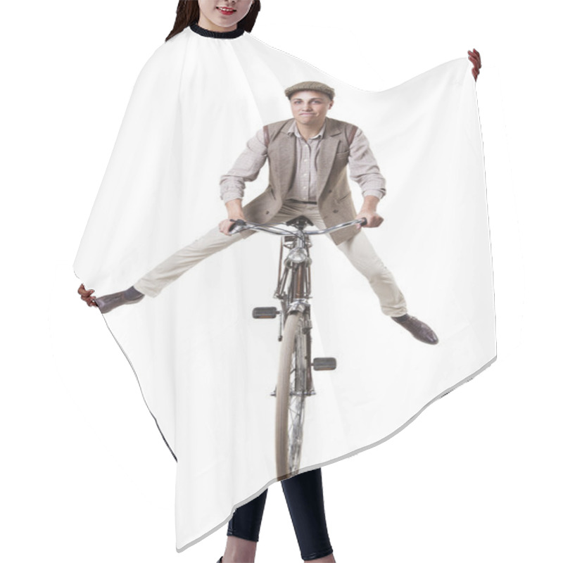 Personality  Couple On Retro Bike Hair Cutting Cape