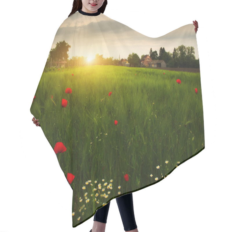 Personality  Poppies And Daisy Flowers Hair Cutting Cape