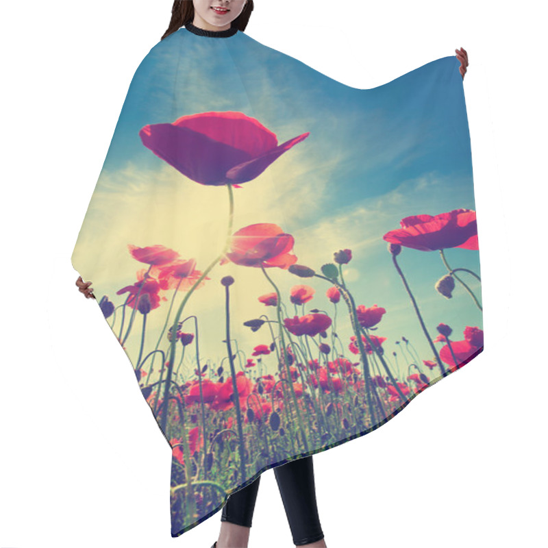 Personality  Red Poppy Flowers Hair Cutting Cape