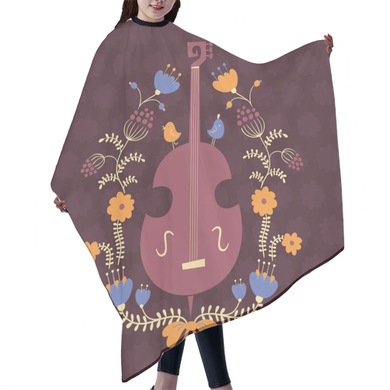 Personality  Floral Design Element With Double Bass Hair Cutting Cape