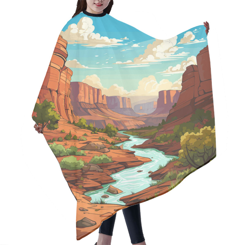 Personality  Grand Canyon Hand-drawn Comic Illustration. Grand Canyon. Vector Doodle Style Cartoon Illustration Hair Cutting Cape