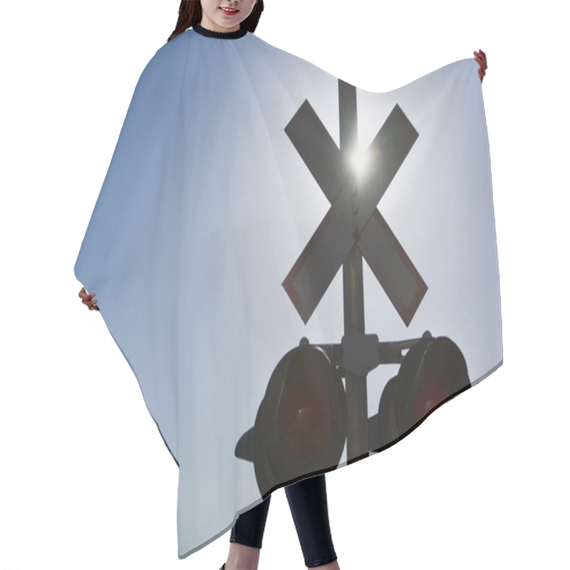 Personality  Railroad Crossing Lights With Sun Glare Hair Cutting Cape