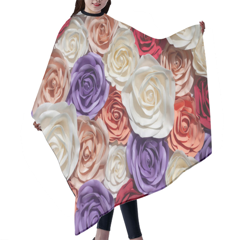 Personality  Texture Of Large Roses. Artificial Flowers For The Background.  Hair Cutting Cape