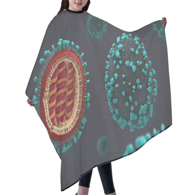 Personality  3d Illustration Of A Scientifically Correct Representation Of A Flu Pathogens In Cross Section Hair Cutting Cape