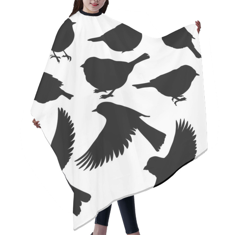 Personality  Vector Silhouettes Of Birds Hair Cutting Cape