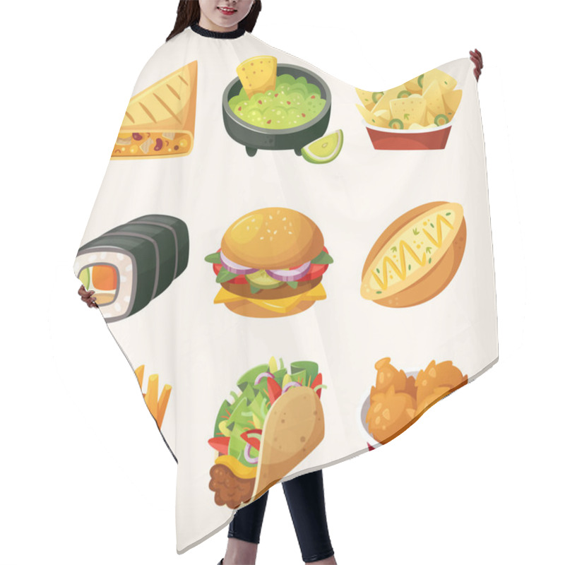 Personality  Fast Food Stickers Hair Cutting Cape