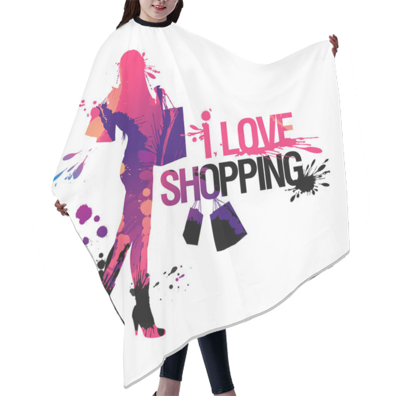 Personality  Shopping Woman Silhouette. Hair Cutting Cape