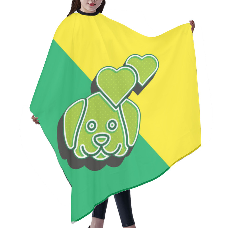 Personality  Animal Therapy Green And Yellow Modern 3d Vector Icon Logo Hair Cutting Cape