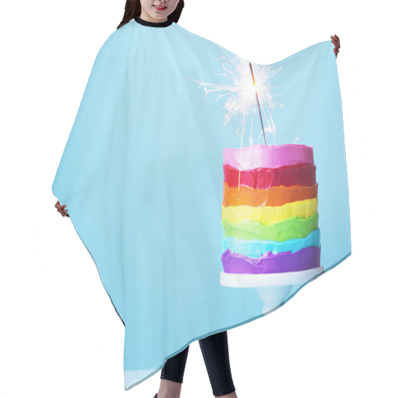 Personality  Rainbow Cake With Sparkler Hair Cutting Cape