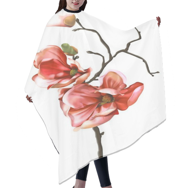 Personality  Magnolia Branch Illustration On White Background Hair Cutting Cape