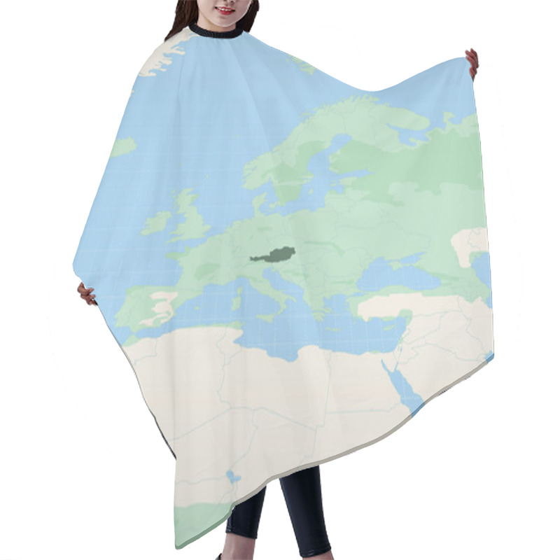 Personality  Austria Highlighted On A Detailed Map, Geographic Location Of Austria. Hair Cutting Cape