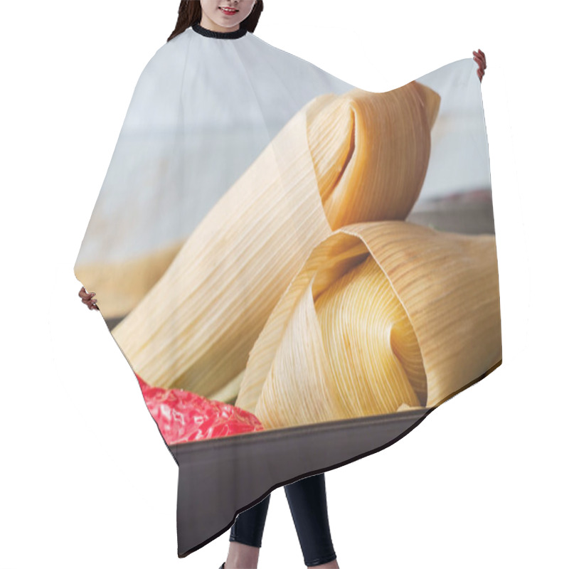 Personality  Mexican Steamed Chili And Cheese Masa Tamales Wrapped In Corn Husk Hair Cutting Cape