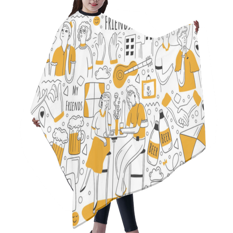 Personality  Friendship Doodle Set Hair Cutting Cape