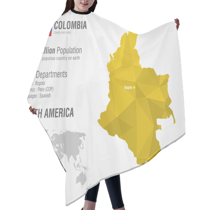 Personality  Colombia World Map With A Pixel Diamond Texture. Hair Cutting Cape