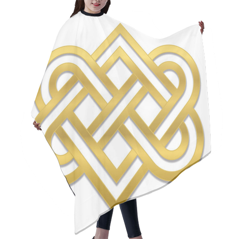 Personality  Celtic Love Knot. Ancient Golden Heart Shaped Sign Representing The Connectedness Of Of Two Loving People. Isolated Vector Illustration On White Background. Hair Cutting Cape