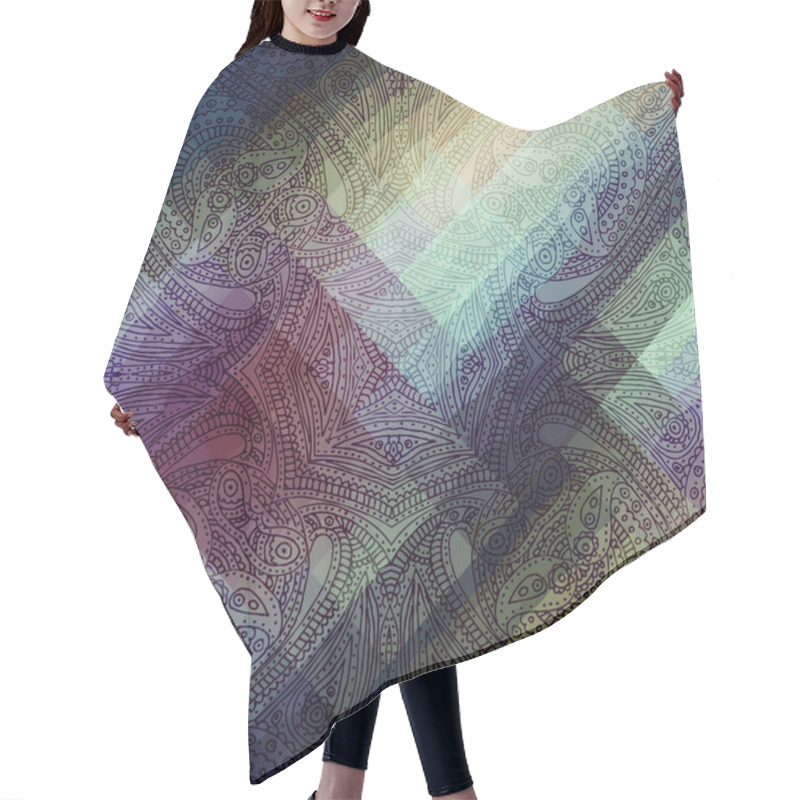 Personality  Paisley Symmetric Pattern On Pixel Background. Hair Cutting Cape