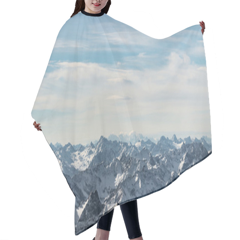 Personality  Rocky Snowy Mountain Peaks In Austria With Blue Cloudy Sky Hair Cutting Cape