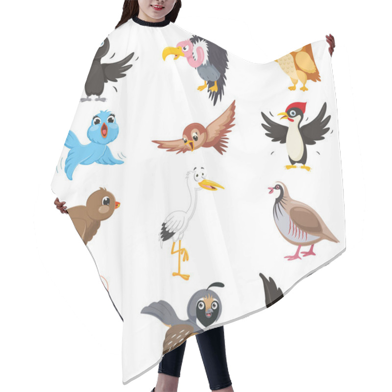 Personality  Vector Illustration Of Cartoon Birds Hair Cutting Cape