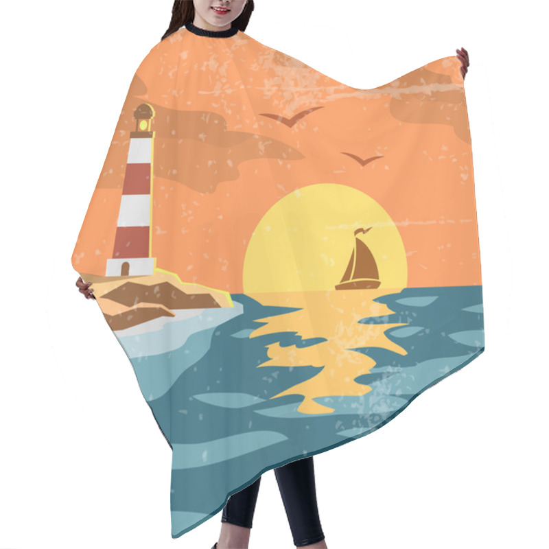 Personality  Sea Retro Poster Hair Cutting Cape