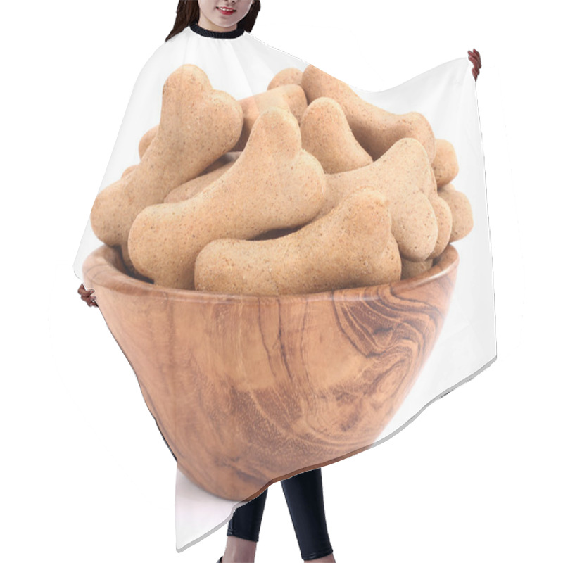 Personality  Crunchy Dog Biscuits In Wooden Bowl Hair Cutting Cape