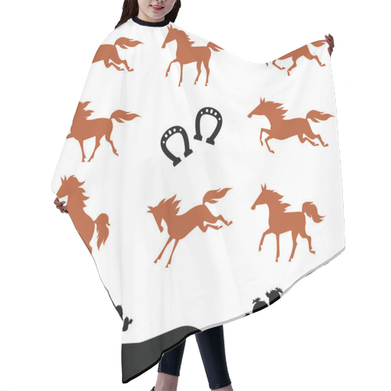 Personality  Collection Silhouettes Of Horses Hair Cutting Cape