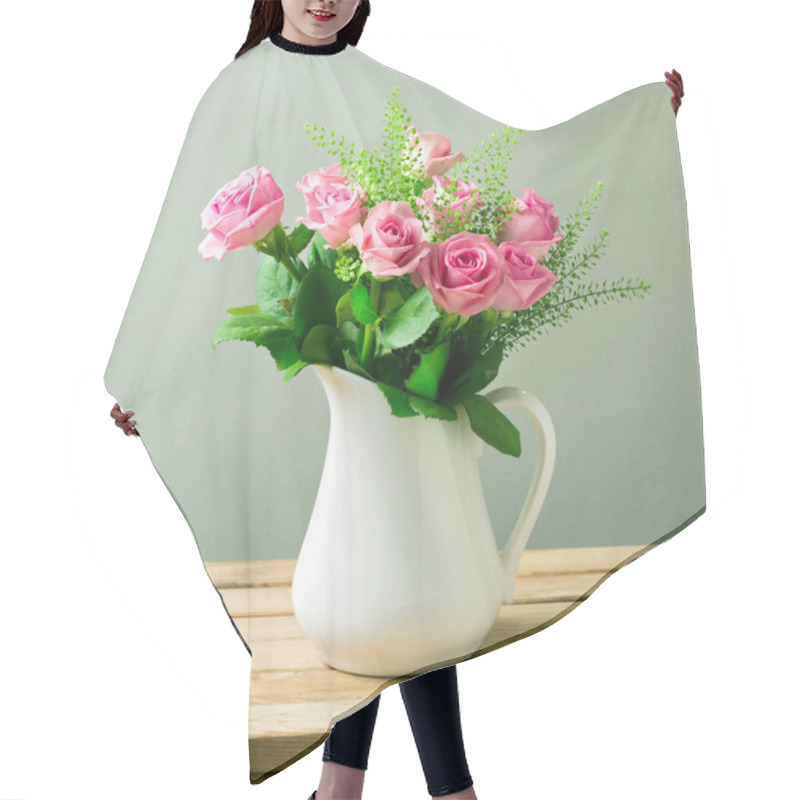 Personality  Rose Flower Bouquet Hair Cutting Cape