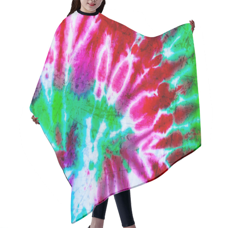 Personality  Creative Double Exposure Grung Texture With Tie Dye Textile Hair Cutting Cape