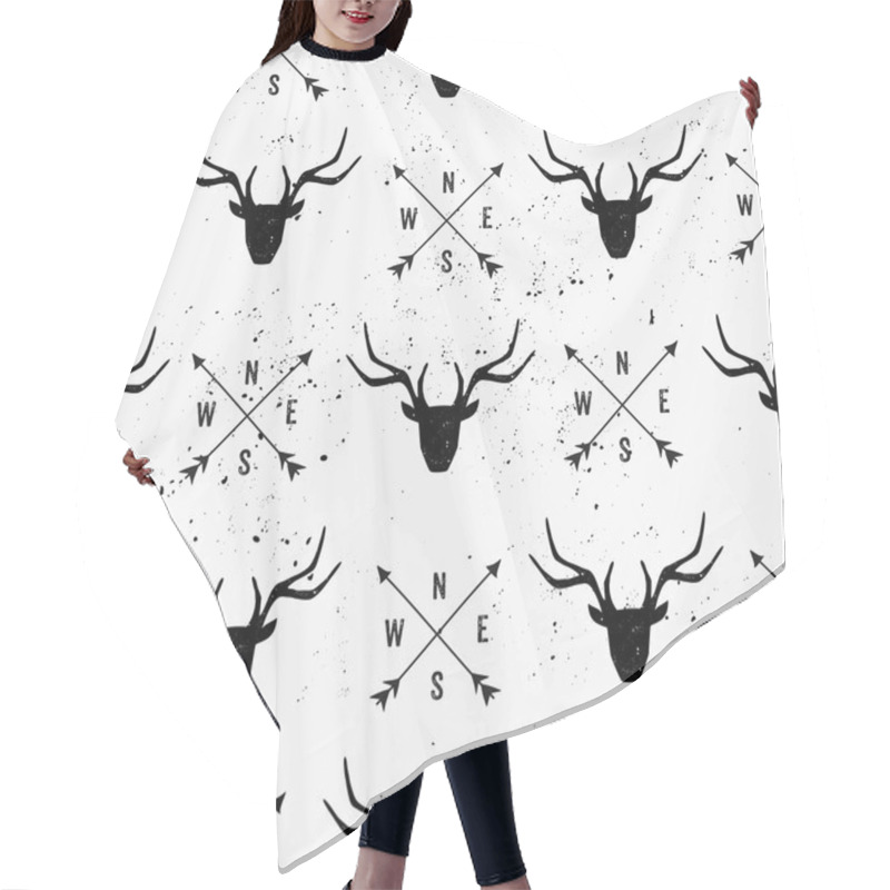 Personality  Deer Head And Arrows Seamless Pattern Hair Cutting Cape