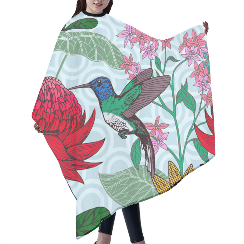 Personality  Vintage Style Tropical Bird And Flowers Background, Fashion Seamless Pattern With Floral, Exotic Plant Hair Cutting Cape