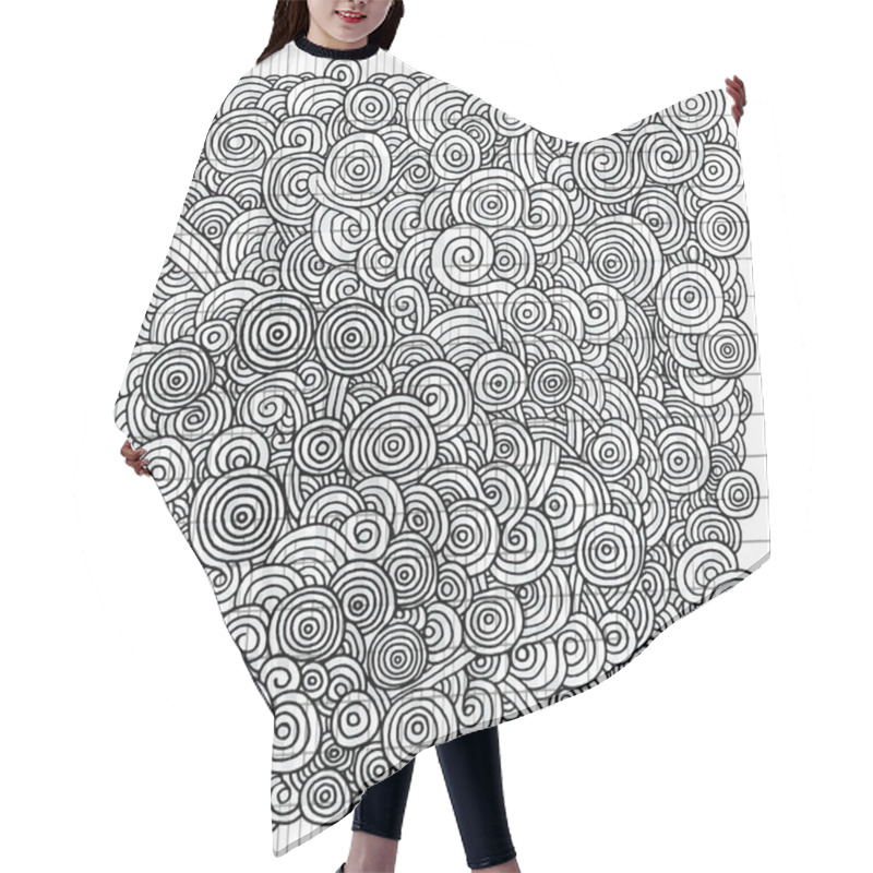 Personality  Abstract Hand Drawn Black And White Circles  Background  Hair Cutting Cape