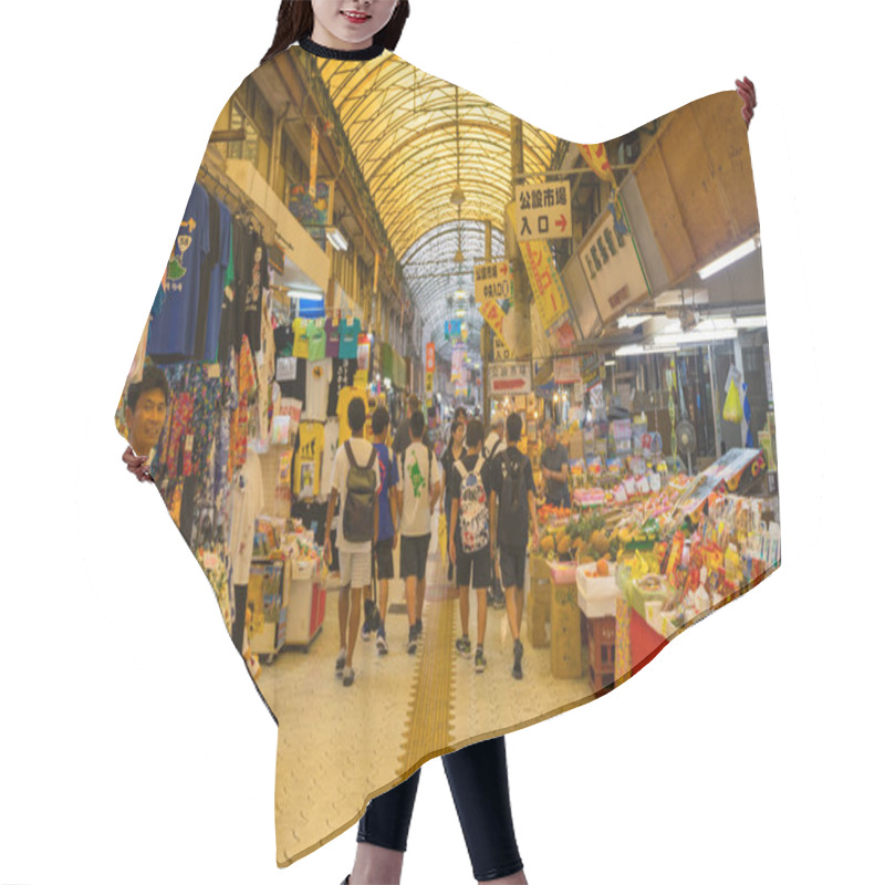 Personality  Okinawa, Japan - June 8,2019 : Unidentified People Shopping At First Makishi Public Market In Naha, Okinawa, Japan On June 8,2019. Hair Cutting Cape