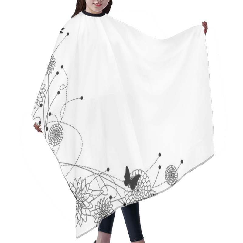 Personality  Floral Border B&w Hair Cutting Cape