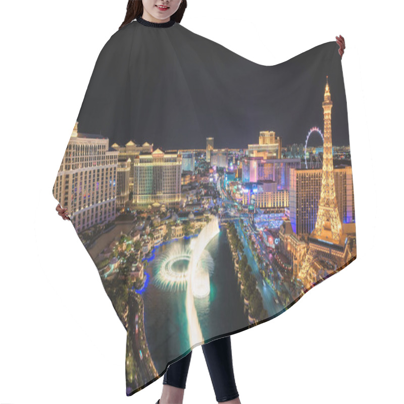 Personality  Aerial View Of Las Vegas Strip At Night  Hair Cutting Cape