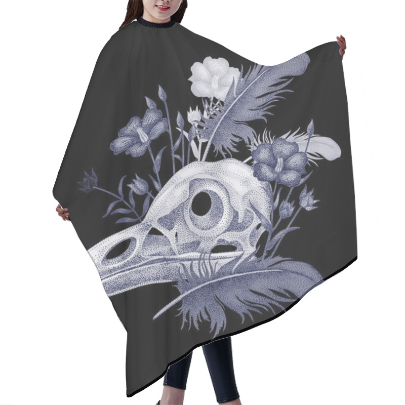 Personality  Illustration Skull Crow. Hair Cutting Cape