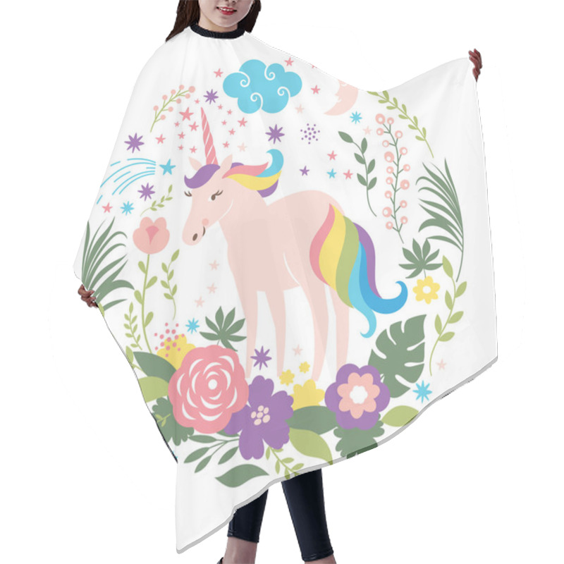 Personality  Unicorn With Flowers Postcard Hair Cutting Cape