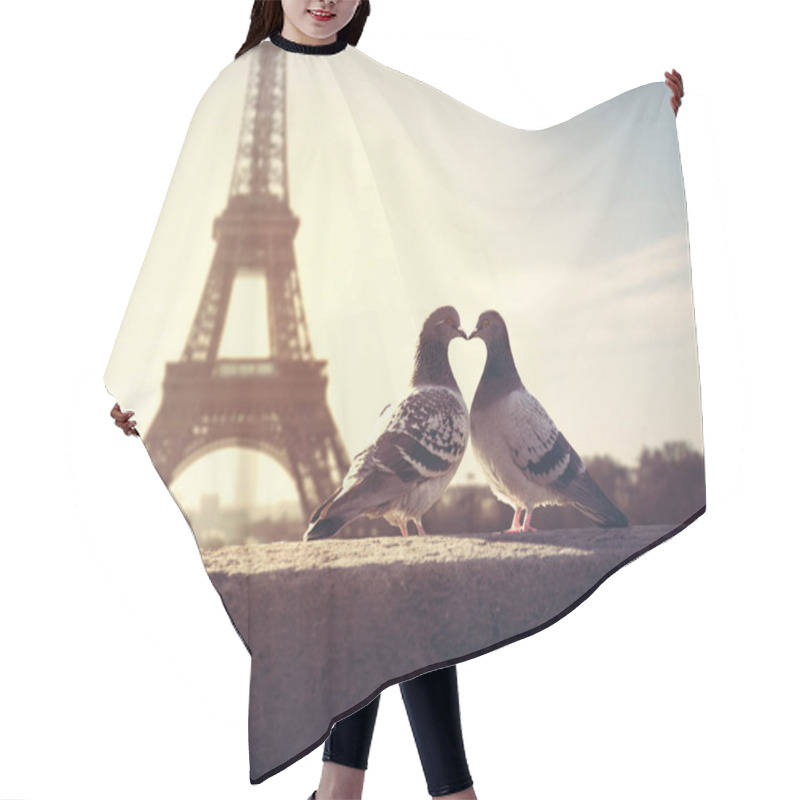 Personality  Valentine's Lovebird Silhouette On Eiffel Tower Hair Cutting Cape