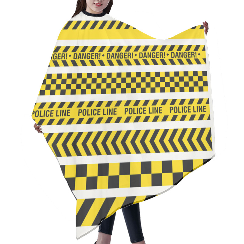 Personality  Black Yellow Ribbons, Danger Baricade, Police Crime, Dangerous Area Fence, Flat Style, Vector Image Hair Cutting Cape