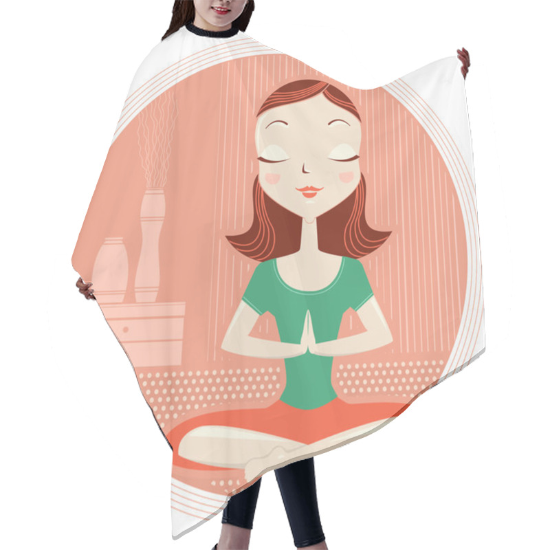 Personality  Yoga Woman In Lotus Poses Hair Cutting Cape