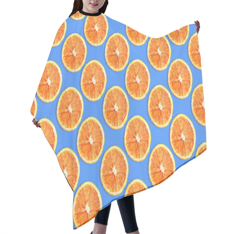 Personality  Orange Slices On Blue Background Hair Cutting Cape