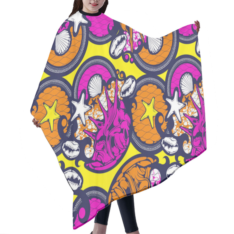 Personality  African Fashion Seamless Pattern Ornament In Vibrant Colours, Picture Art And Abstract Background For Fabric Print, Scarf, Shawl, Carpet, Kerchief, Handkerchief, Vector Illustration File EPS10.  Hair Cutting Cape