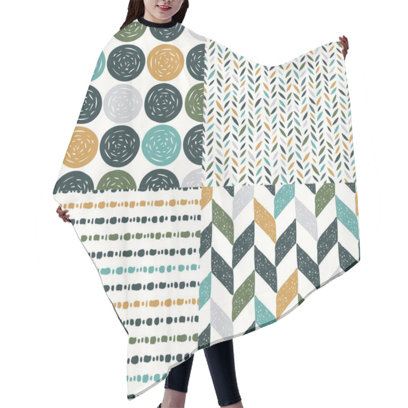 Personality  Mid-century Geometric Abstract Pattern. Simple Shapes Modern Scandinavian Style Seamless Background. Repeated Pattern For Home Interior, Fabric Design Hair Cutting Cape