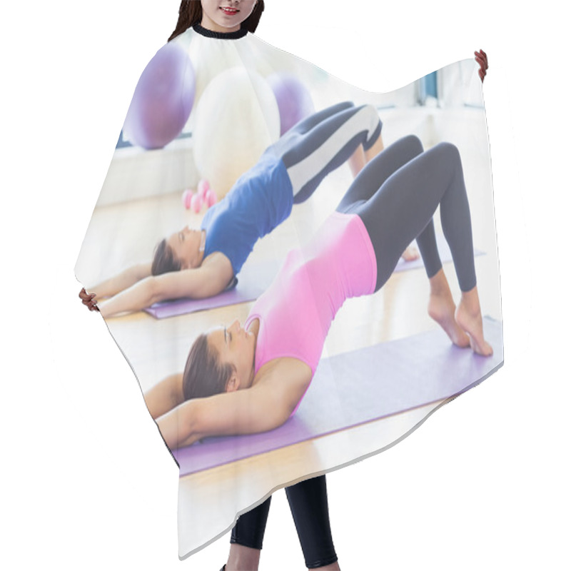 Personality  Two Sporty Women Stretching Body At Yoga Class Hair Cutting Cape