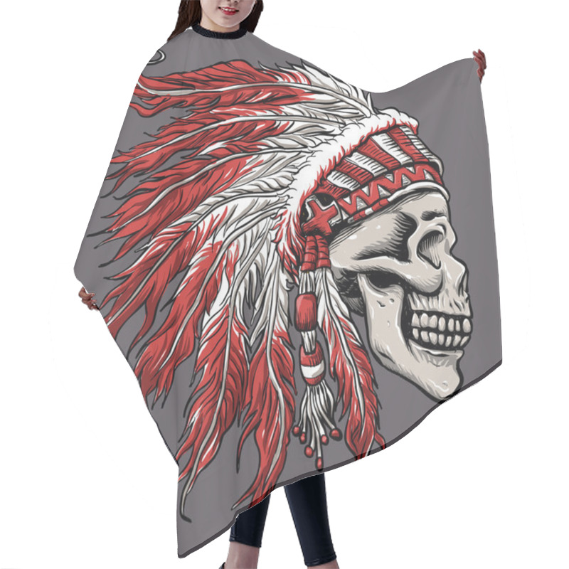 Personality  Skull Indian Chief In Hand Drawing Hair Cutting Cape