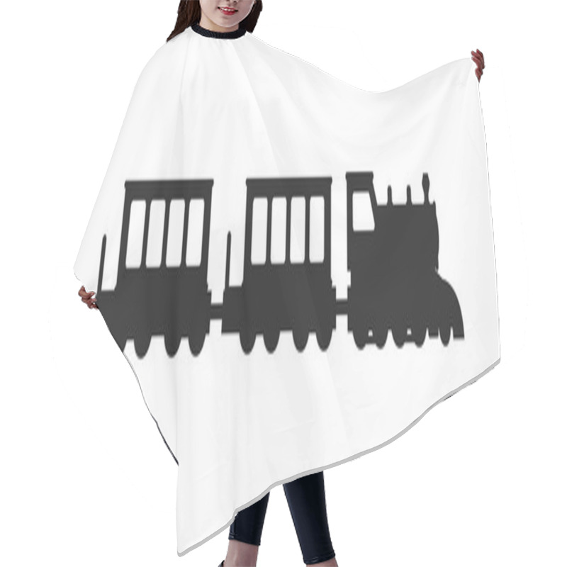 Personality  Vector Black Silhouettes Of Trains. Hair Cutting Cape