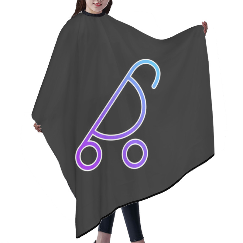 Personality  Baby Stroller Of Rounded Design Side View Blue Gradient Vector Icon Hair Cutting Cape