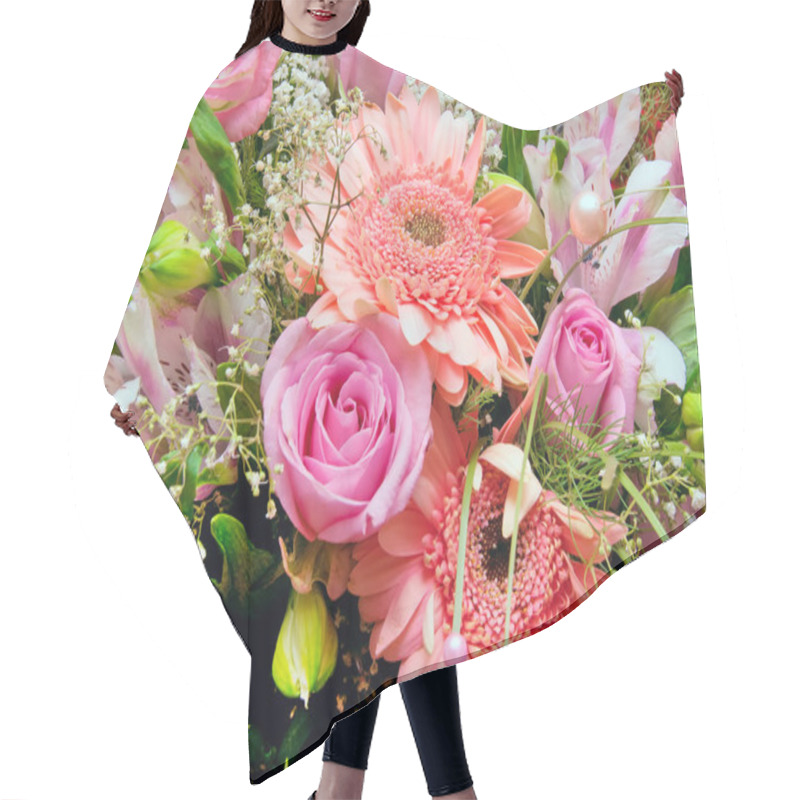 Personality  Huge Bouquet Of Various Pink Flowers Hair Cutting Cape