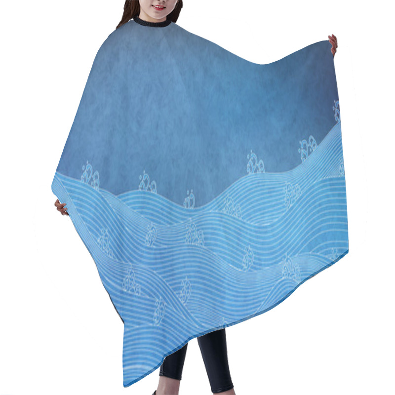 Personality  Wave Sea Japanese Pattern Summer Background  Hair Cutting Cape