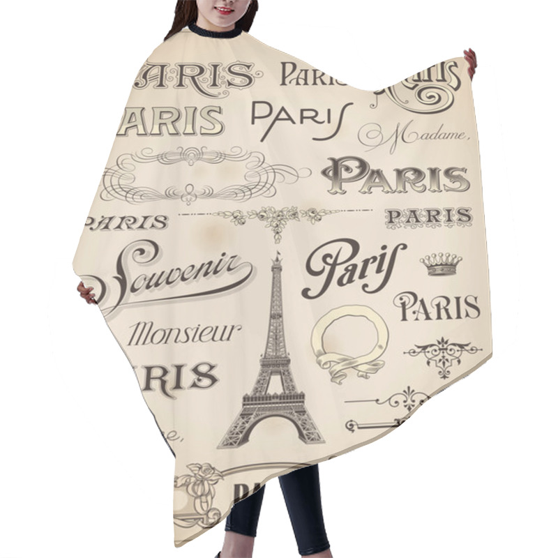 Personality  Paris Calligraphy Hair Cutting Cape